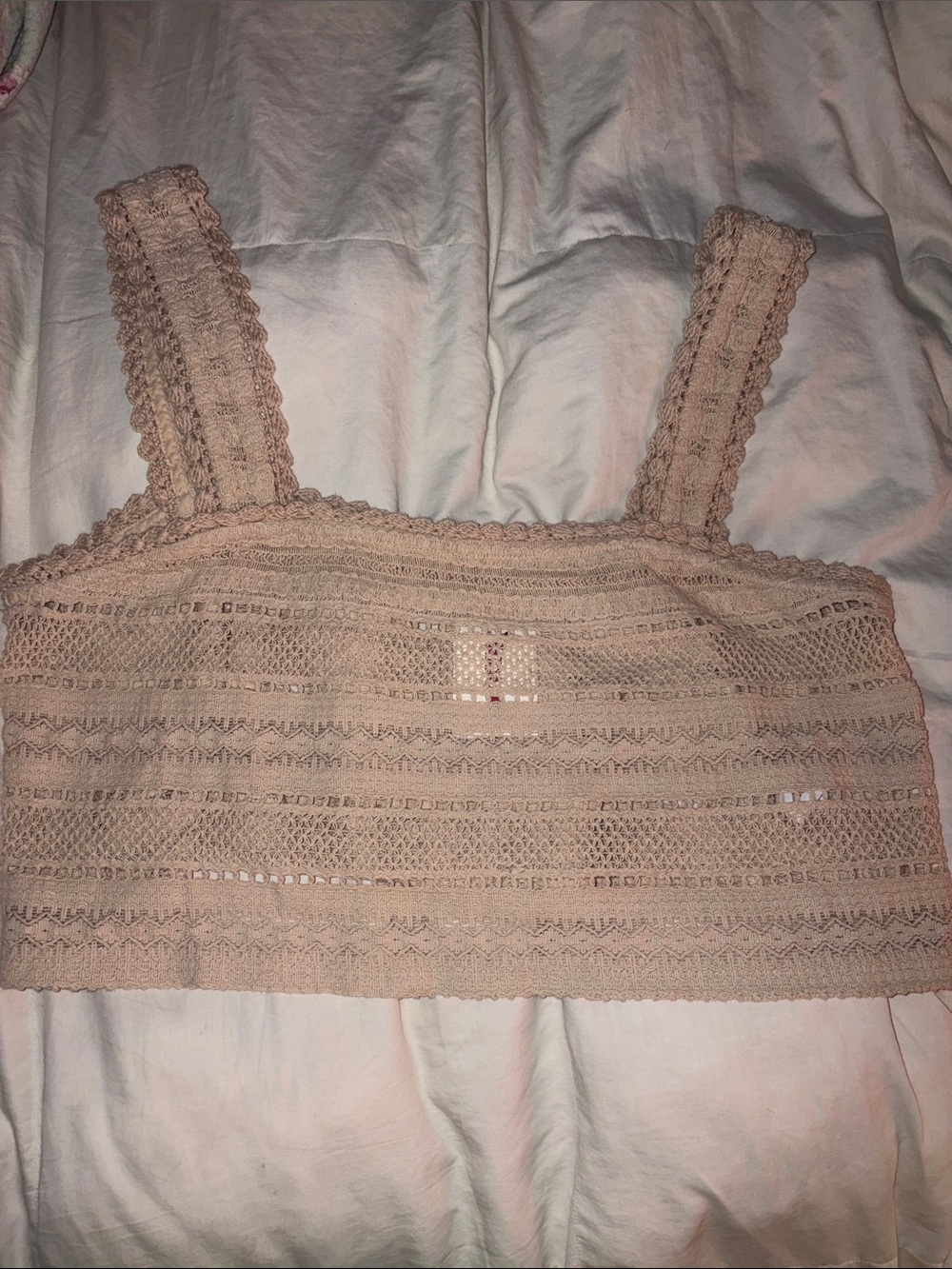 aerie Cream Crochet Lace Crop Tank